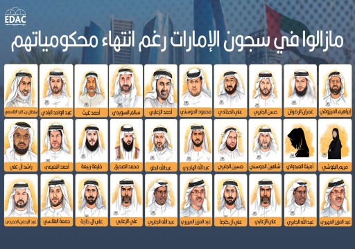 ارتفاع عدد معتقلي الرأي المنتهية أحكامهم في سجون أبوظبي إلى 46
