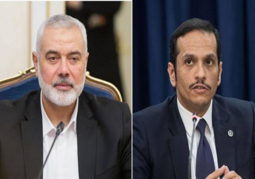 "هنية" يلتقي وزير خارجية قطر ويحذر من إرجاء الانتخابات الفلسطينية