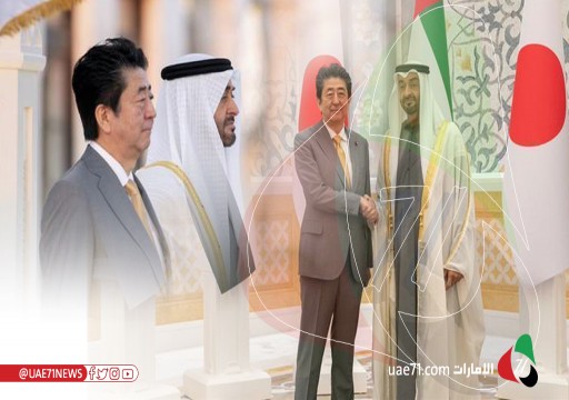 محمد بن زايد يبحث مع رئيس وزراء اليابان جهود تخفيف حدة التوتر في الخليج