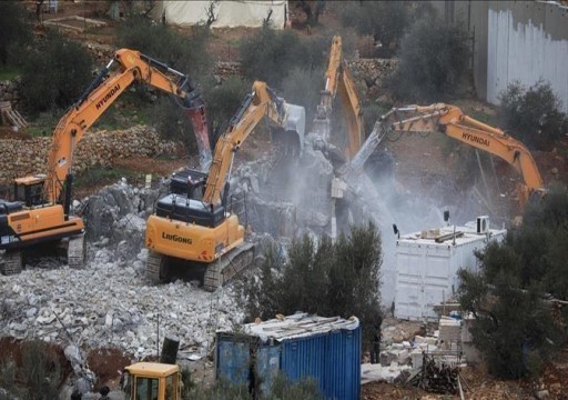 الاحتلال الإسرائيلي يهدم منازل ومنشآت 11 أسرة فلسطينية شمال بالضفة الغربية