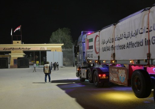 10 شاحنات مساعدات إماراتية تعبر منفذ رفح إلى غزة