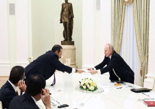 بوتين يتسلم رسالة خطية من أمير قطر تتعلق بتعزيز العلاقات