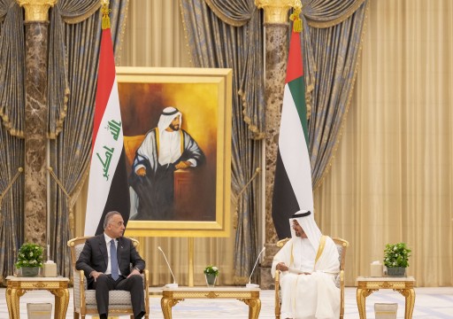 محمد بن زايد يستقبل رئيس الوزراء العراقي ويعقد معه جلسة مباحثات