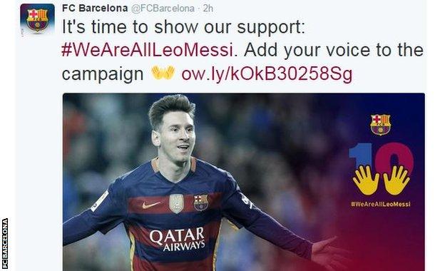 برشلونة يدشن حملة لمساندة ميسي بعد الحكم بحبسه