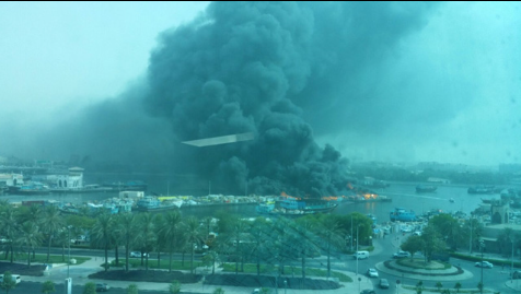 حريق 3 سفن في خور دبي.. والأسباب مجهولة