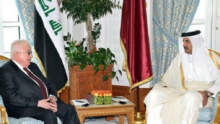الرئيس العراقي يلتقي أمير قطر في الدوحة