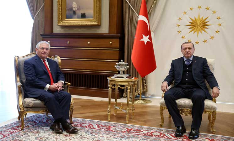 أردوغان يبحث مع وزير الخارجية الأمريكي قضايا ثنائية واقليمية