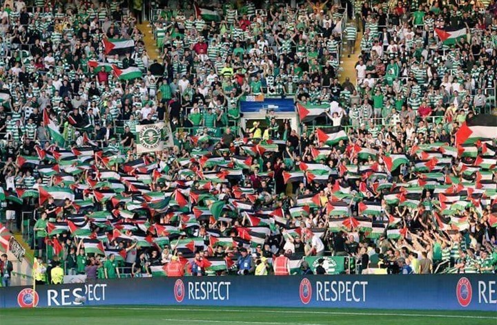 جمهور فرق سيلتك الاسكتلندي يرفع علم فلسطين ضد فريق إسرائيلي (فيديو)